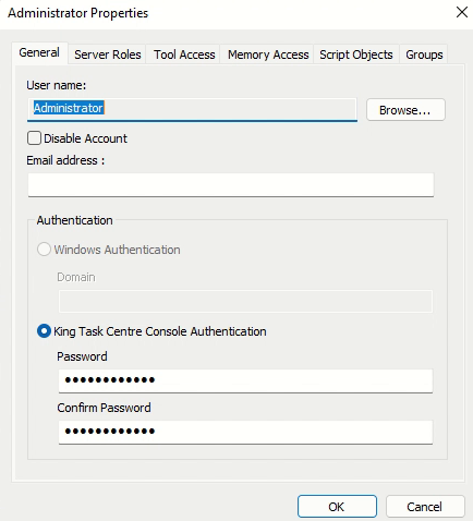 administrator properties tab general