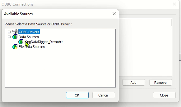 odbc connections add data sources