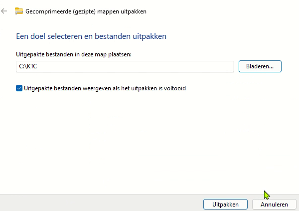 uitpakken in ktc