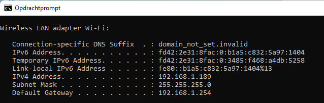 opdrachtprompt ip-adres