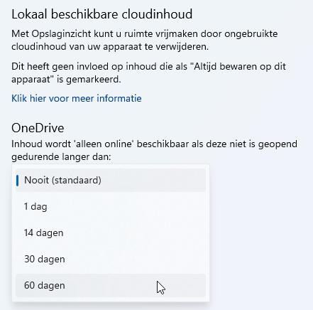 opslaginzicht OneDrive