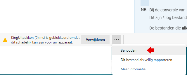 Klik op Behouden